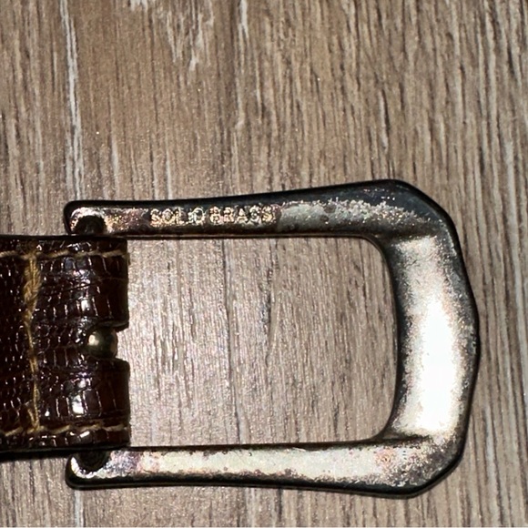 Vintage Crookhorn Davis Men’s Teju Lizard Skin Belt Calf Leather Solid Preppy - Picture 7 of 8